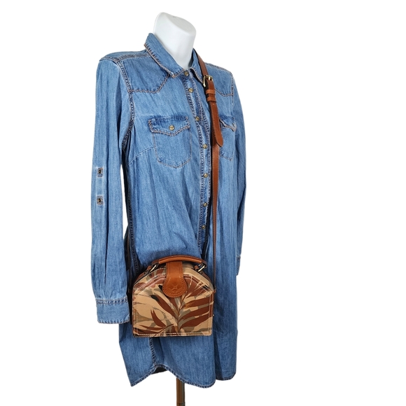 PATRICIA NASH PALM LEAVES MARINA MINI SATCHEL OR CROSSBODY - Picture 5 of 11